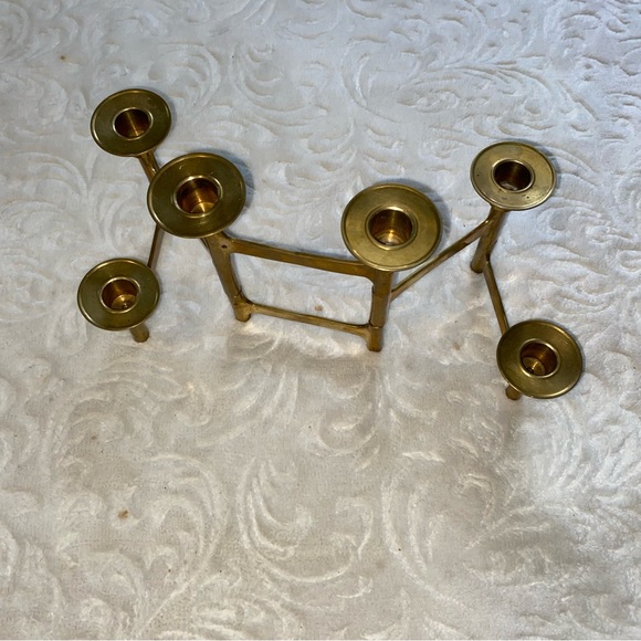 Vintage Mid Century Modern Brass Multi Candle Holder - Picture 5 of 6